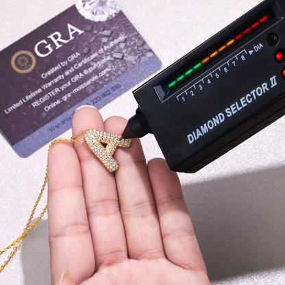 EMKOSUNG 18K Gold  Plated  Light Luxury  Moissanite Initial Letter  Necklaces for Women