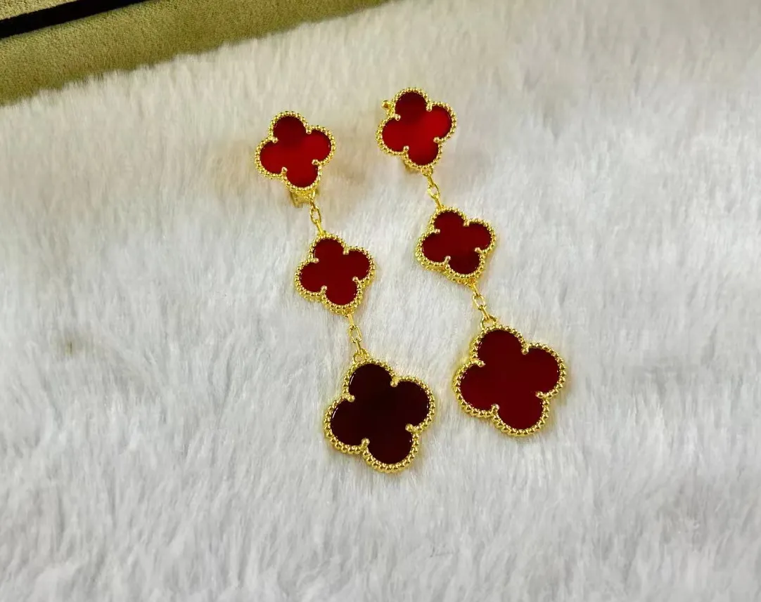 EMKOSUNG 18K Gold  Plated 3 Flowers Four Leaf Clover Earrings for Women