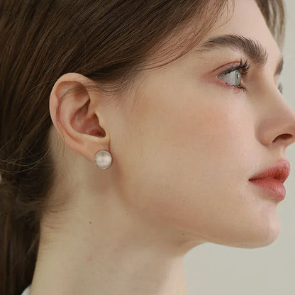 EMKOSUNG 18K Gold  Plated Round Brushed Silver Earrings for Women