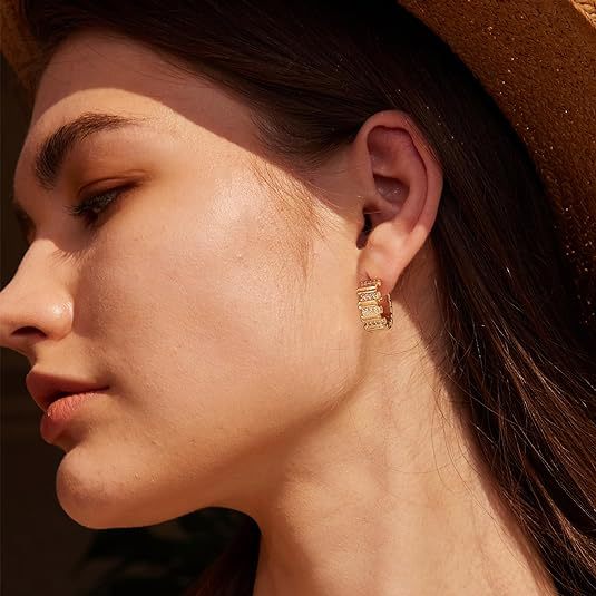 EMKOSUNG 18K Gold  Plated  Light Luxury Silver Earrings for Women