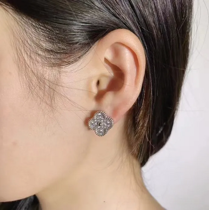 EMKOSUNG 18K Gold  Plated  Single Flowers Four Leaf Clover Earrings for Women