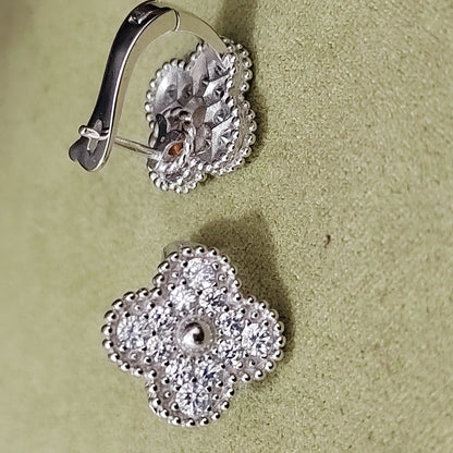 EMKOSUNG 18K Gold  Plated  Single Flowers Four Leaf Clover Earrings for Women