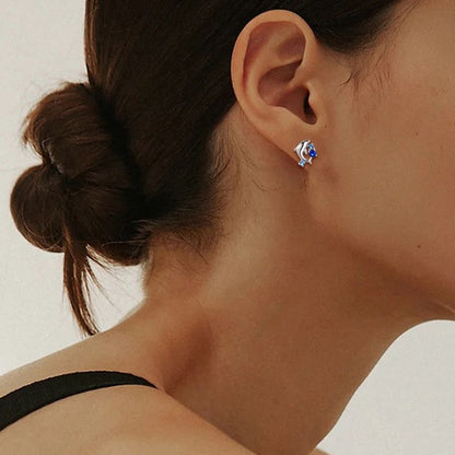 EMKOSUNG 18K Gold  Plated Minimalist Fashion Silver Earrings for Women