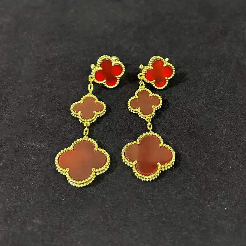 EMKOSUNG 18K Gold  Plated 3 Flowers Four Leaf Clover Earrings for Women