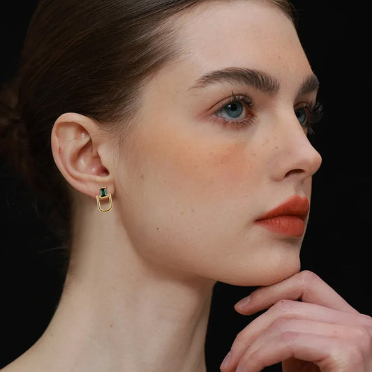 EMKOSUNG 18K Gold  Plated Minimalist Fashion Silver Earrings for Women