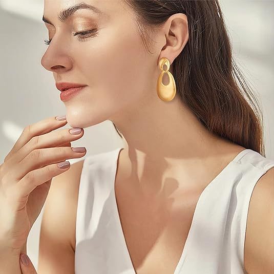 EMKOSUNG 18K Gold  Plated Minimalist Fashion Silver Earrings for Women