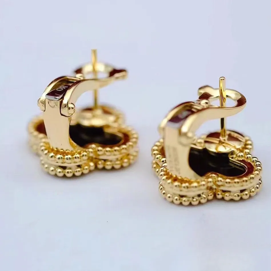 EMKOSUNG 18K Gold  Plated  Single Flowers Four Leaf Clover Earrings for Women