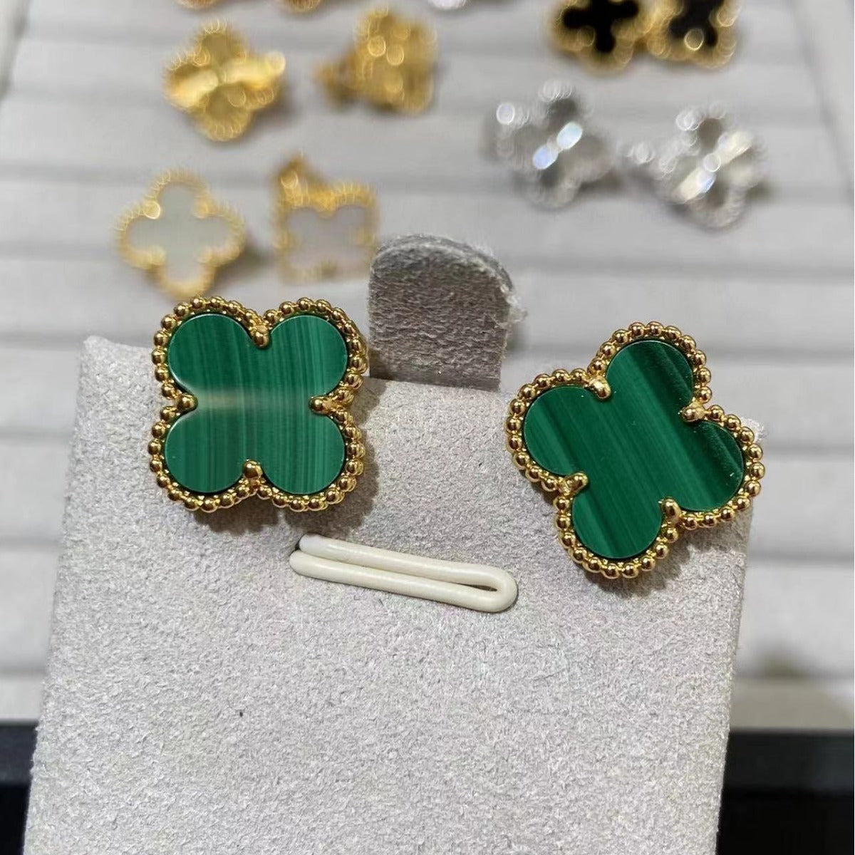 EMKOSUNG 18K Gold  Plated  Single Flowers Four Leaf Clover Earrings for Women