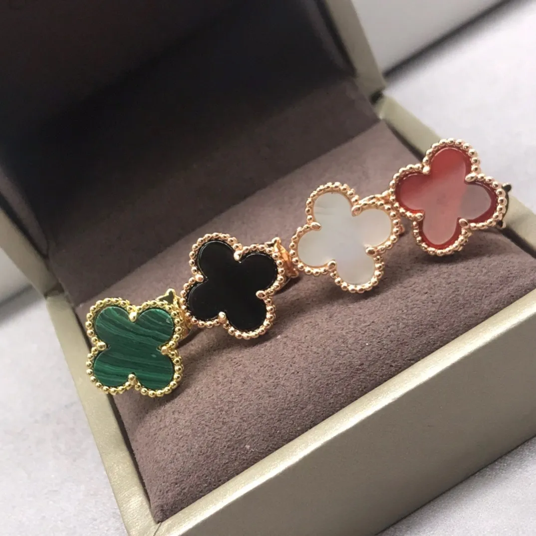 EMKOSUNG 18K Gold  Plated  Single Flowers Four Leaf Clover Earrings for Women