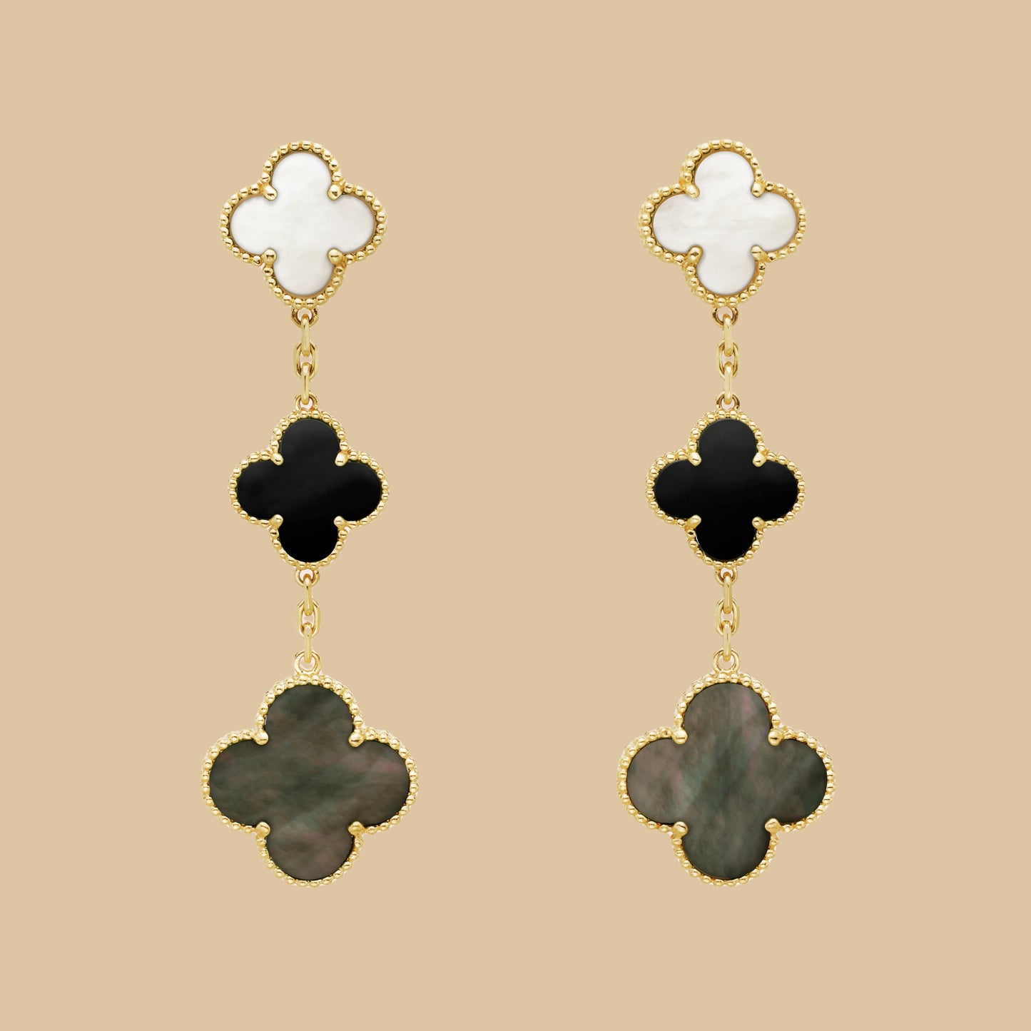 EMKOSUNG 18K Gold  Plated 3 Flowers Four Leaf Clover Earrings for Women