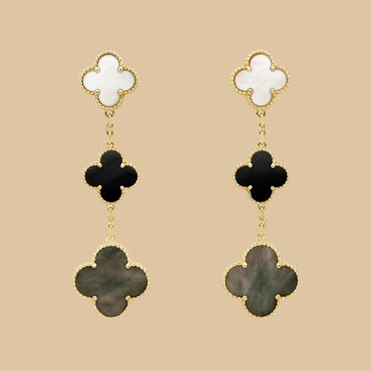 EMKOSUNG 18K Gold  Plated 3 Flowers Four Leaf Clover Earrings for Women