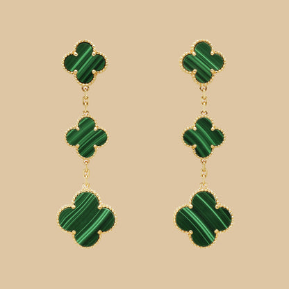 EMKOSUNG 18K Gold  Plated 3 Flowers Four Leaf Clover Earrings for Women