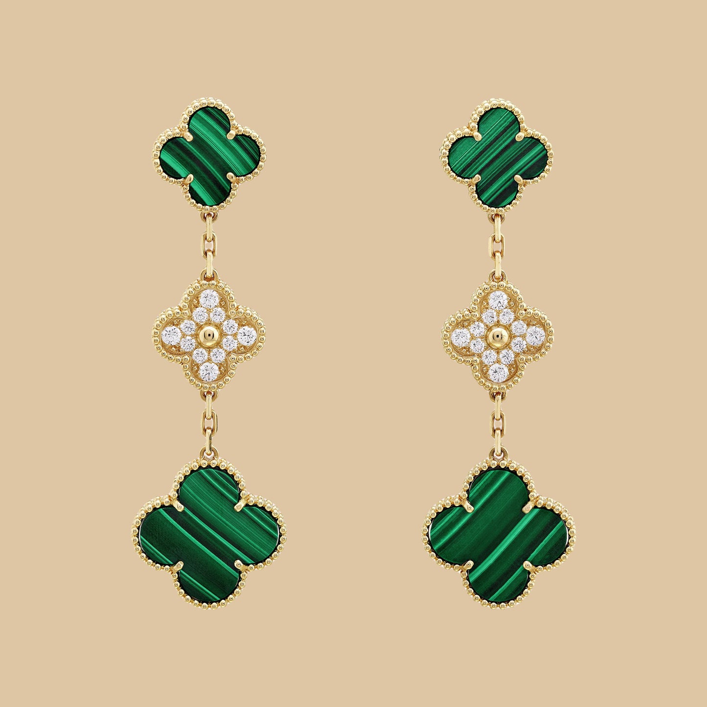 EMKOSUNG 18K Gold  Plated 3 Flowers Four Leaf Clover Earrings for Women