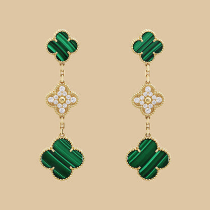 EMKOSUNG 18K Gold  Plated 3 Flowers Four Leaf Clover Earrings for Women