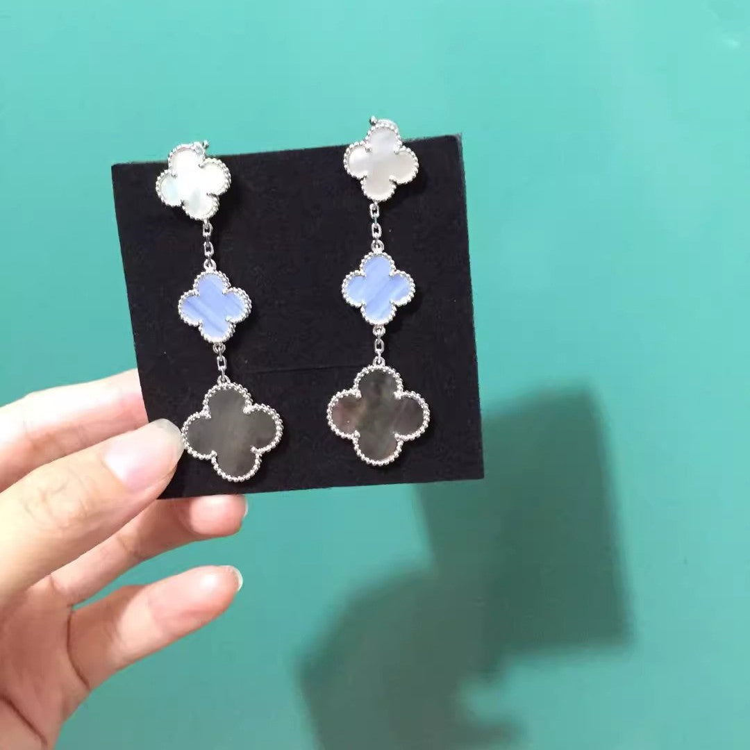 EMKOSUNG 18K Gold  Plated 3 Flowers Four Leaf Clover Earrings for Women