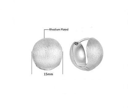 EMKOSUNG 18K Gold  Plated Round Brushed Silver Earrings for Women