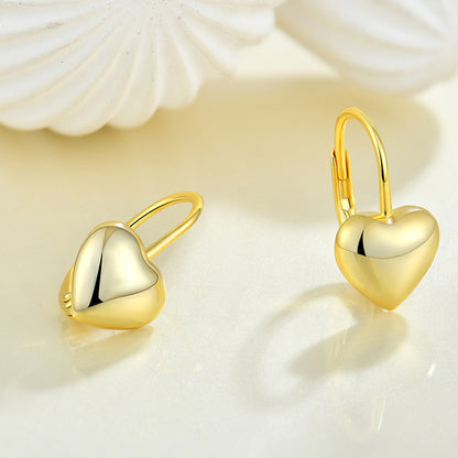 EMKOSUNG 18K Gold  Plated Heart Shaped Silver Earrings for Women
