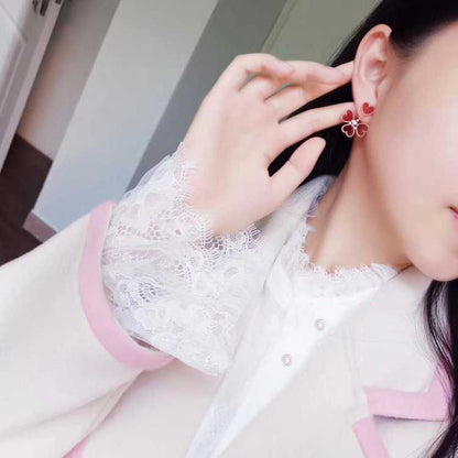 EMKOSUNG 18K Gold  Plated 4 Heart Four Leaf Clover Earrings for Women