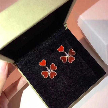 EMKOSUNG 18K Gold  Plated 4 Heart Four Leaf Clover Earrings for Women