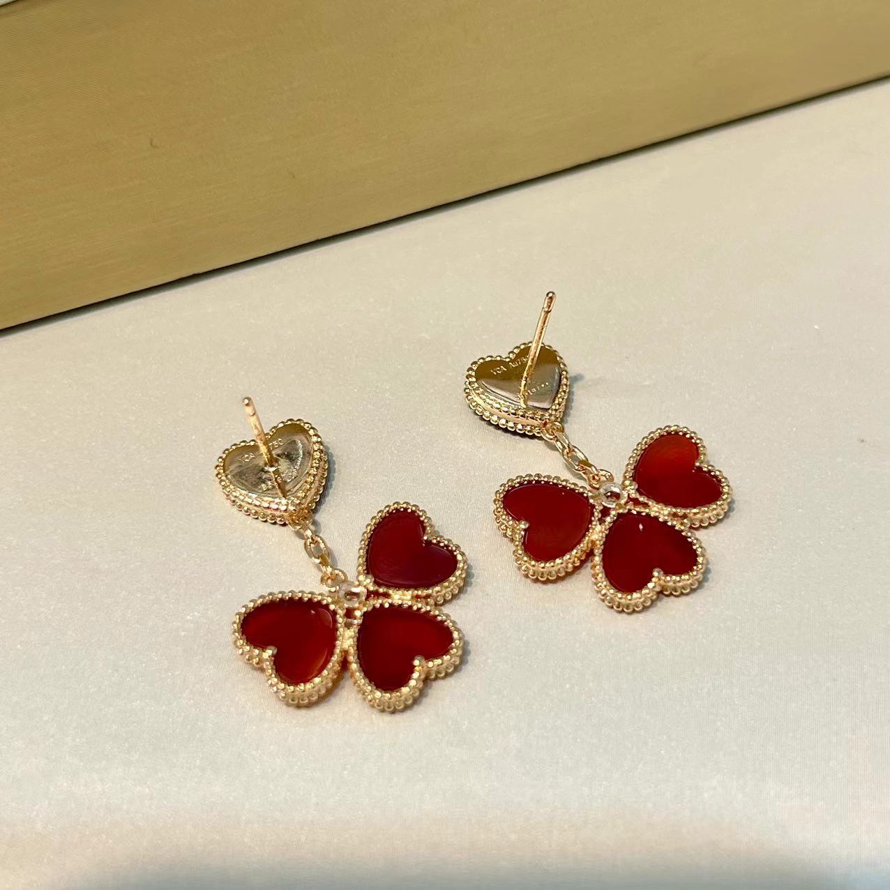 EMKOSUNG 18K Gold  Plated 4 Heart Four Leaf Clover Earrings for Women