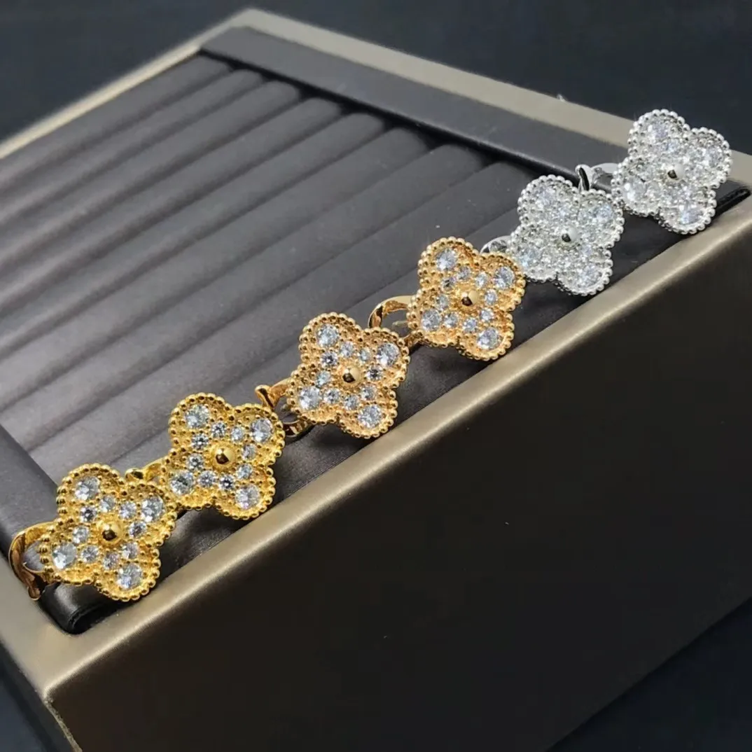 EMKOSUNG 18K Gold  Plated  Single Flowers Four Leaf Clover Earrings for Women