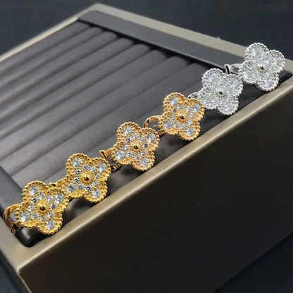 EMKOSUNG 18K Gold  Plated  Single Flowers Four Leaf Clover Earrings for Women