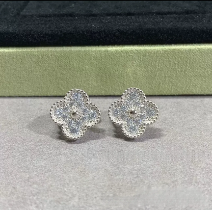 EMKOSUNG 18K Gold  Plated  Single Flowers Four Leaf Clover Earrings for Women