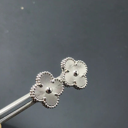 EMKOSUNG 18K Gold  Plated  Single Flowers Four Leaf Clover Earrings for Women