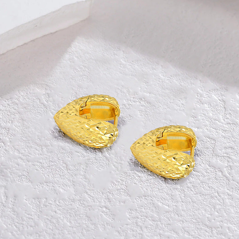 EMKOSUNG 18K Gold  Plated Round Brushed Silver Earrings for Women