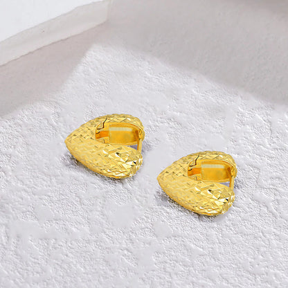 EMKOSUNG 18K Gold  Plated Round Brushed Silver Earrings for Women