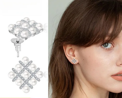 EMKOSUNG 18K Gold  Plated  Light Luxury Silver Earrings for Women