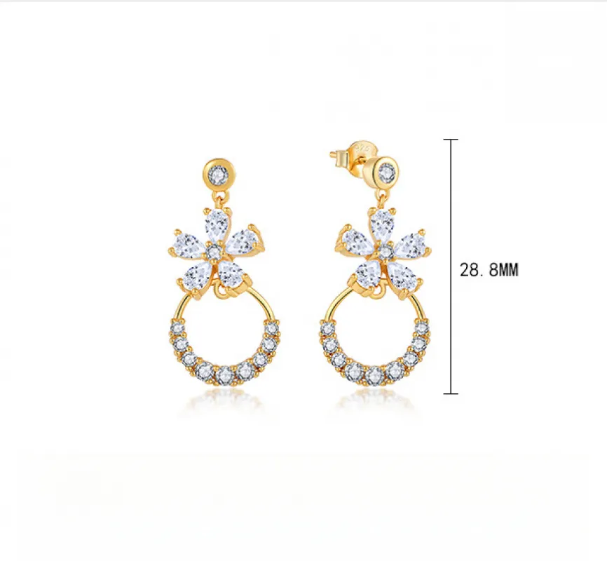 EMKOSUNG 18K Gold  Plated  Light Luxury Silver Earrings for Women