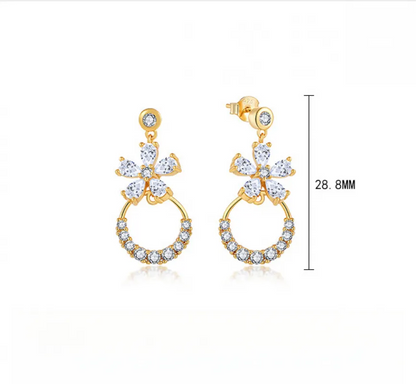 EMKOSUNG 18K Gold  Plated  Light Luxury Silver Earrings for Women