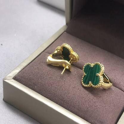 EMKOSUNG 18K Gold  Plated  Single Flowers Four Leaf Clover Earrings for Women