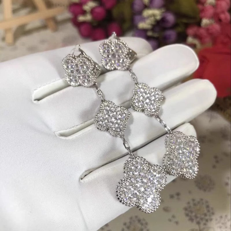 EMKOSUNG 18K Gold  Plated 3 Flowers Four Leaf Clover Earrings for Women