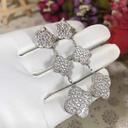 EMKOSUNG 18K Gold  Plated 3 Flowers Four Leaf Clover Earrings for Women