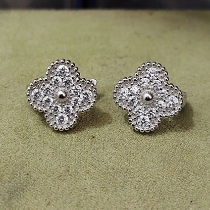 EMKOSUNG 18K Gold  Plated  Single Flowers Four Leaf Clover Earrings for Women