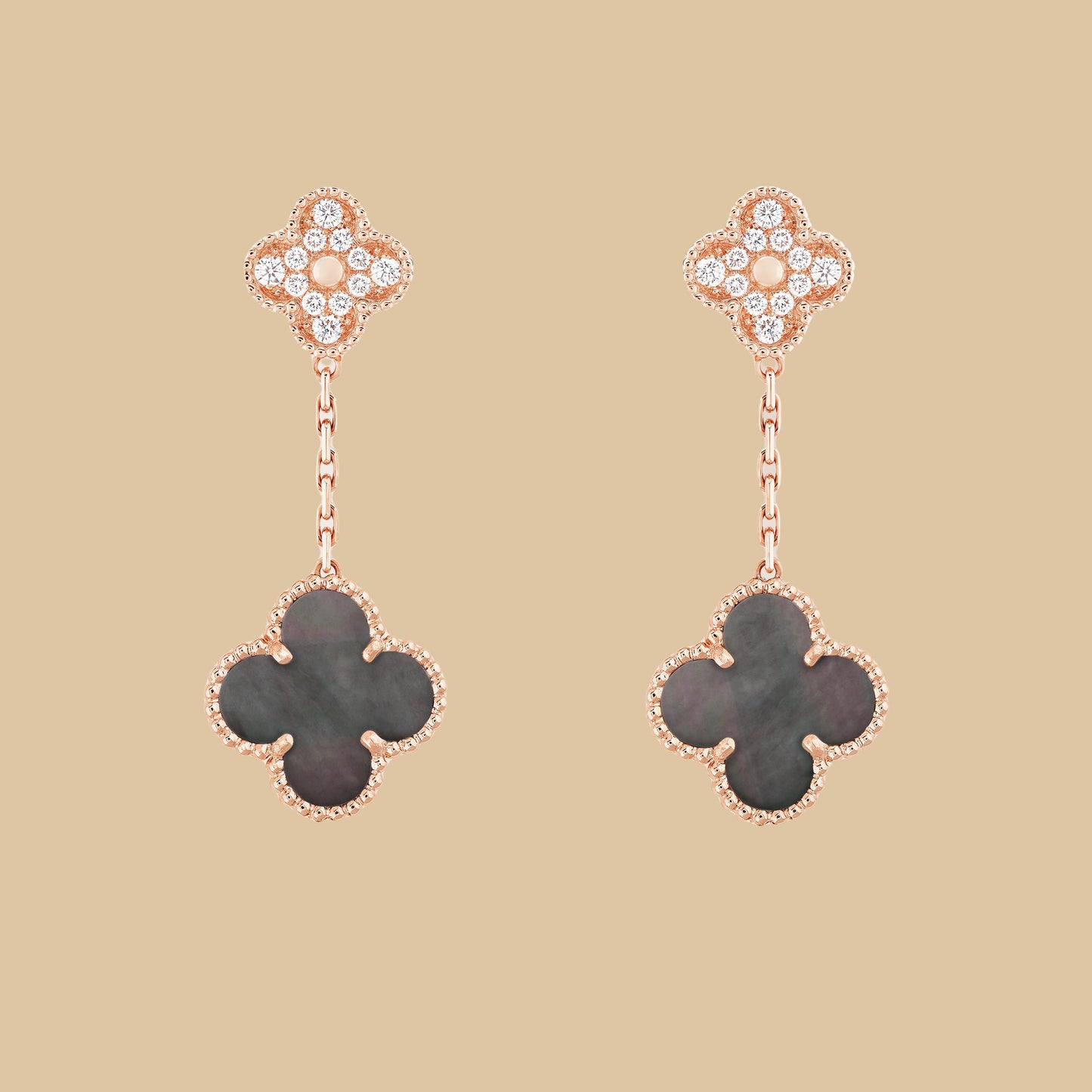 EMKOSUNG 18K Gold  Plated 2 Flowers Four Leaf Clover Earrings for Women