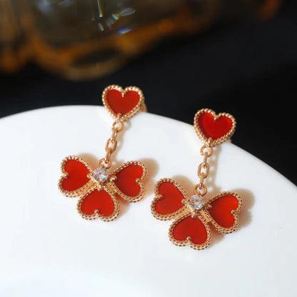 EMKOSUNG 18K Gold  Plated 4 Heart Four Leaf Clover Earrings for Women