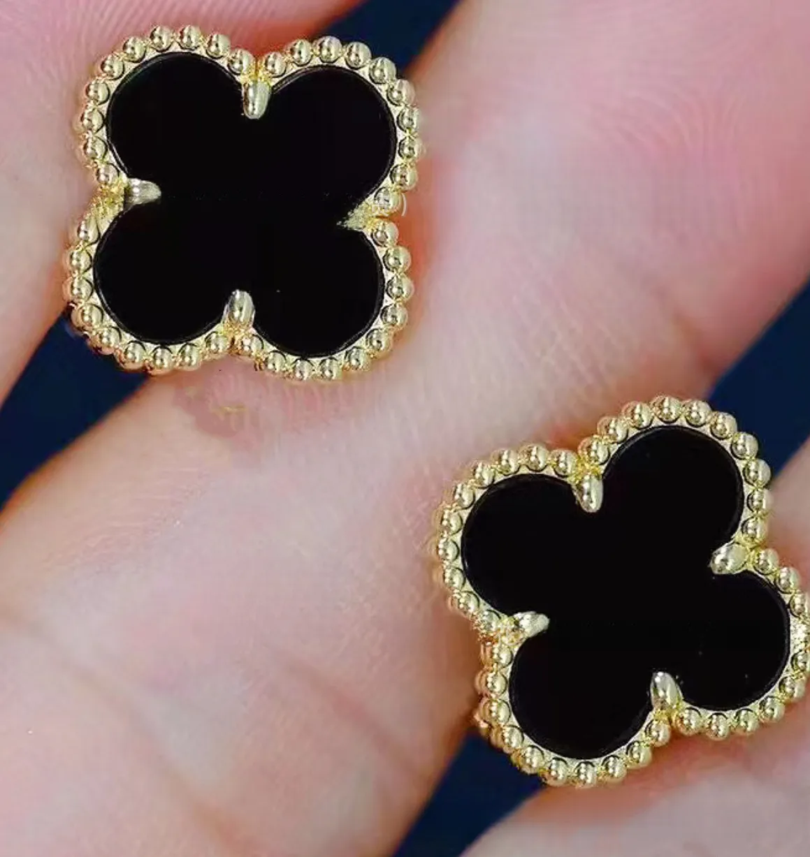 EMKOSUNG 18K Gold  Plated  Single Flowers Four Leaf Clover Earrings for Women