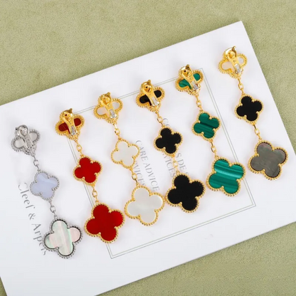 EMKOSUNG 18K Gold  Plated 3 Flowers Four Leaf Clover Earrings for Women