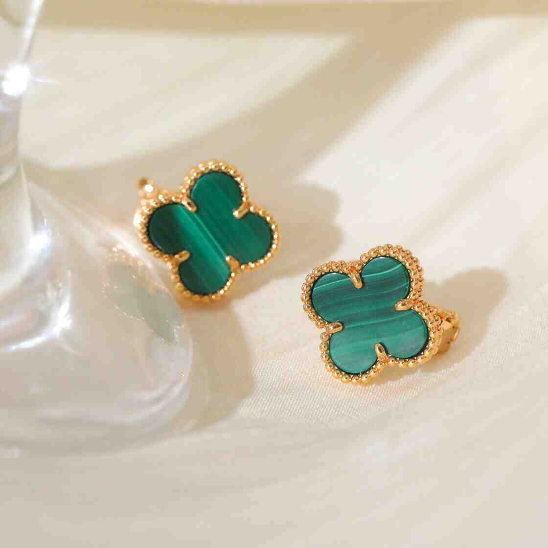 EMKOSUNG 18K Gold  Plated  Single Flowers Four Leaf Clover Earrings for Women