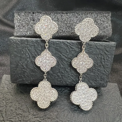 EMKOSUNG 18K Gold  Plated 3 Flowers Four Leaf Clover Earrings for Women