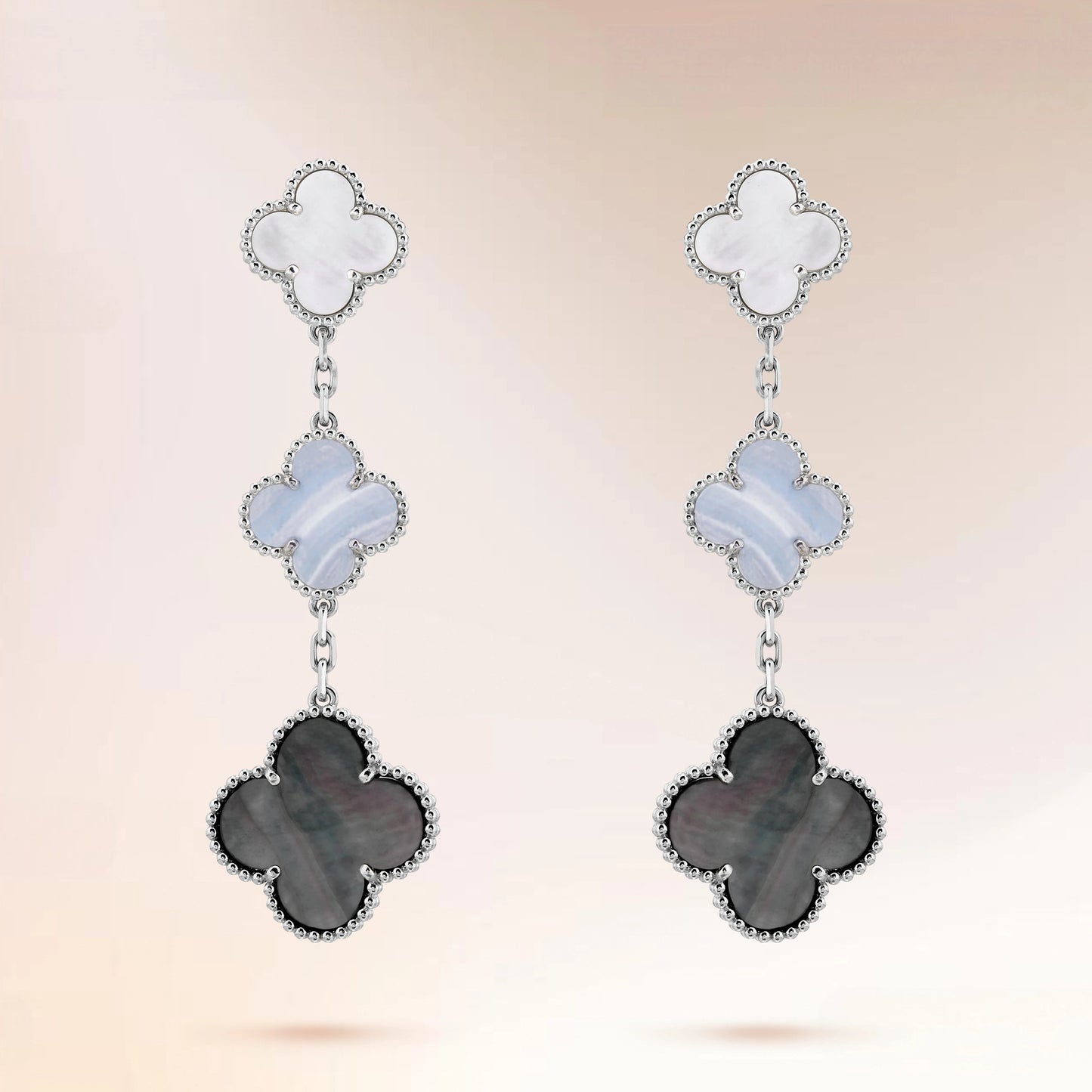 EMKOSUNG 18K Gold  Plated 3 Flowers Four Leaf Clover Earrings for Women