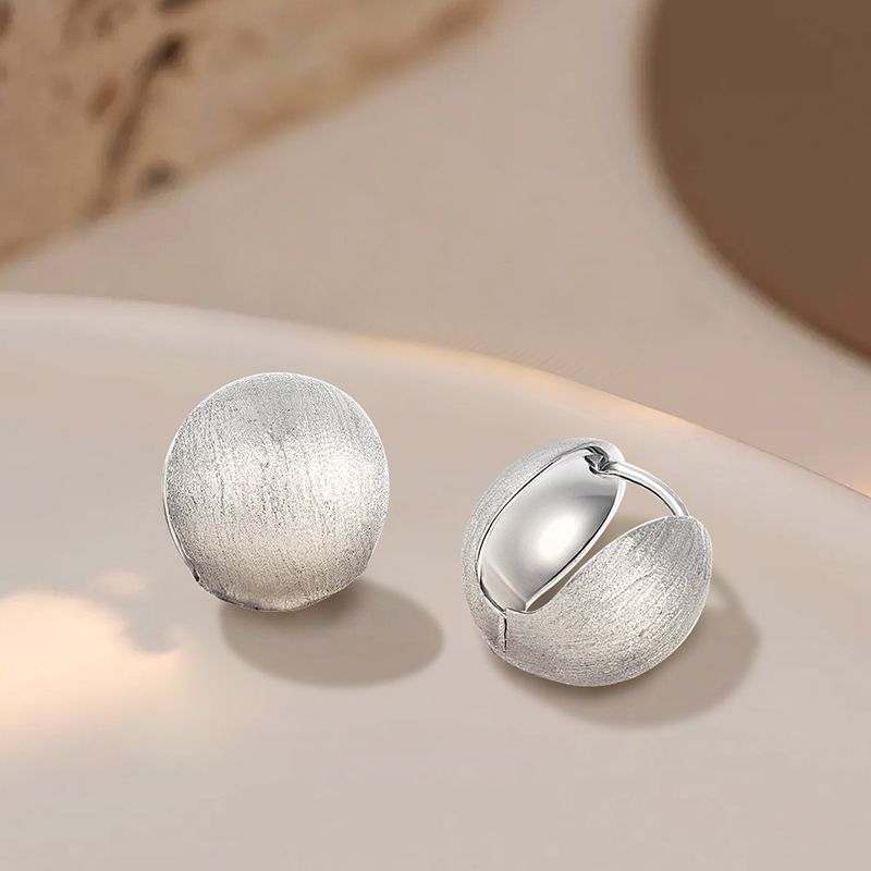 EMKOSUNG 18K Gold  Plated Round Brushed Silver Earrings for Women