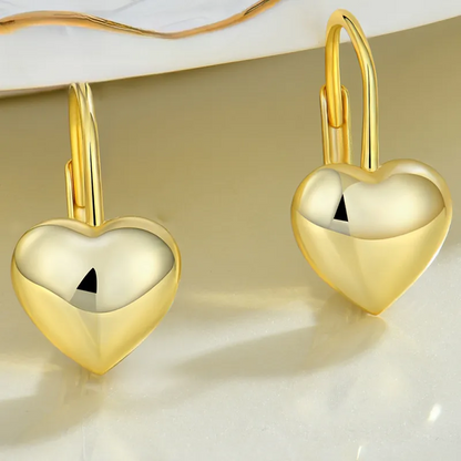EMKOSUNG 18K Gold  Plated Heart Shaped Silver Earrings for Women