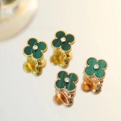 EMKOSUNG 18K Gold  Plated  Single Flowers Four Leaf Clover Earrings for Women