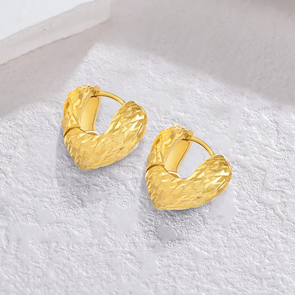 EMKOSUNG 18K Gold  Plated Round Brushed Silver Earrings for Women