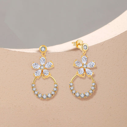 EMKOSUNG 18K Gold  Plated  Light Luxury Silver Earrings for Women
