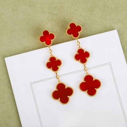 EMKOSUNG 18K Gold  Plated 3 Flowers Four Leaf Clover Earrings for Women